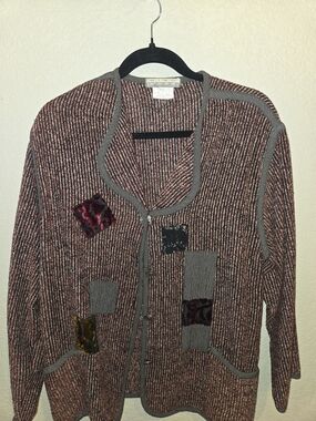 Nino Wong Vintage Mixed Media Patchwork Cardigan Grannycore Cozy